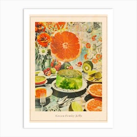 Green Fruity Jelly Retro Collage 2 Poster Art Print