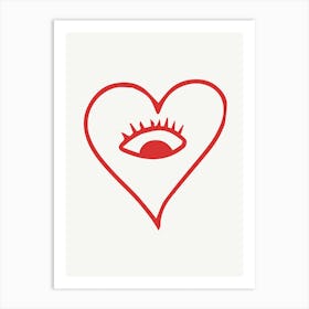 Eye Of The Heart Cool Red Art Print