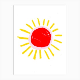 Bright colourful hot shining happy sun Art Print