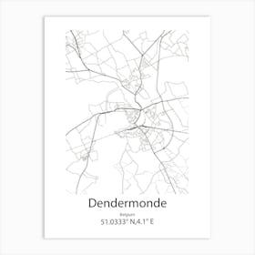 Dendermonde,Belgium Minimalist Map Art Print