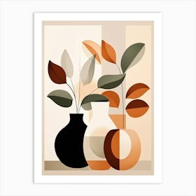 Vases And Leaves 4 Art Print