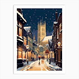 Winter Travel Night Illustration Canterbury United Kingdom 3 Art Print
