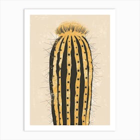 Golden Barrel Cactus Minimalist Abstract 4 Art Print