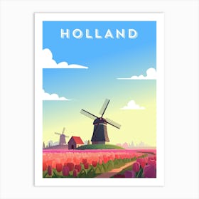 Amsterdam, Netherlands/Holland — Retro travel minimalist poster Art Print