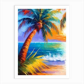 A Popping Colorful Paradise With Palm Trees Art Print