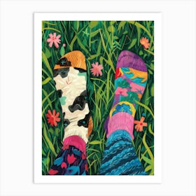 Socks In The Grass Art Print