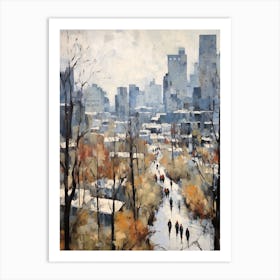 Winter City Park Painting High Line Park New York City 2 Art Print