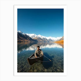 Man Fishing In A Canoe Art Print