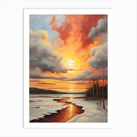 Sunset Over The River 3 Art Print