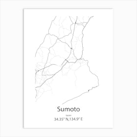 Sumoto,Japan Minimalist Map Art Print