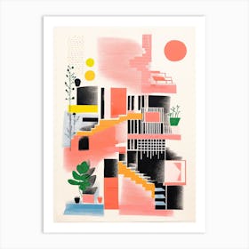 A House In Barcelona, Abstract Risograph Style 8 Art Print