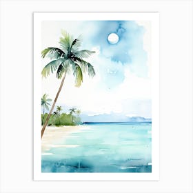 Watercolour Of Matira Beach   Bora Bora French Polynesia 0 Art Print