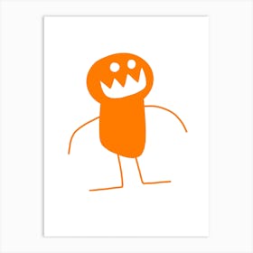 Kids Art Orange Mascot Monster Art Print