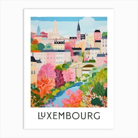 Luxembourg Maximalist Travel Poster Vibrant Colour Art Print