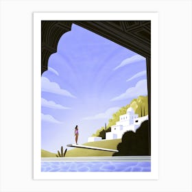 Woman On Diving Board in a Pool Art Print