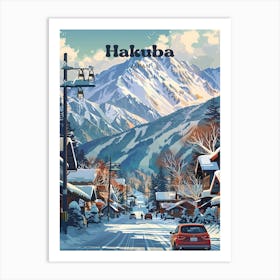 Hakuba Japan Winter Travel Illustration Art Print