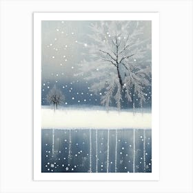 Snowflakes Falling By A Lake, Snowflakes, Rothko Neutral Art Print