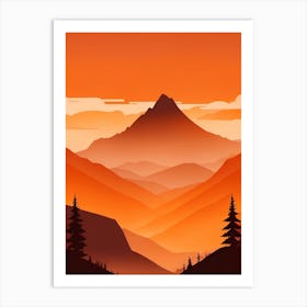 Misty Mountains Vertical Composition In Orange Tone 367 Art Print