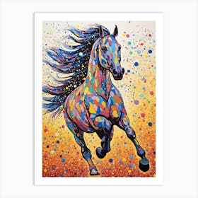 A Horse Painting In The Style Of Pointillism 4 Art Print