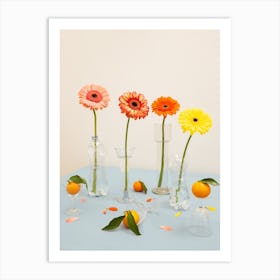 Still Life Flowers And Fruits Art Print