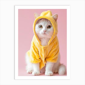 Cute Cat In Yellow Hoodie Art Print