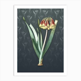 Vintage Knysna Lily Botanical on Slate Gray Pattern n.1463 Art Print