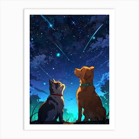 Two Dogs Looking At The Stars 9 Art Print