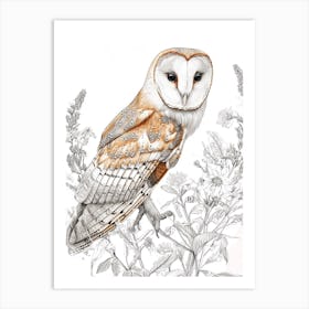 Brown Fish Owl Marker Drawing 2 Art Print