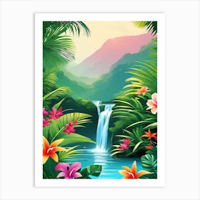 Waterfall In The Jungle 6 Art Print