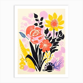 Colourful Flower Still Life Risograph Style 21 Art Print