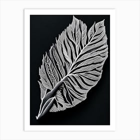 Wild Cherry Bark Leaf Linocut 2 Art Print