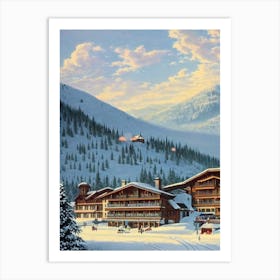 Kitzbühel, Austria Ski Resort Vintage Landscape 2 Skiing Poster Art Print