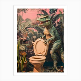 Retro Dinosaur & A Toilet 2 Art Print