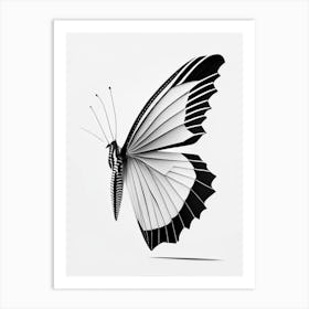 Swallowtail Butterfly Black & White Geometric Art Print