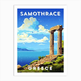 Greece, Samothrace — Retro travel minimalist poster, retro travel art, retro travel wall art, vector art Art Print