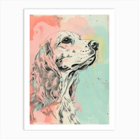 Pastel Watercolour Irish Setter Dog Line Illustration 4 Art Print