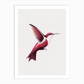 Ruby Throated Hummingbird Retro Minimal 1 Art Print