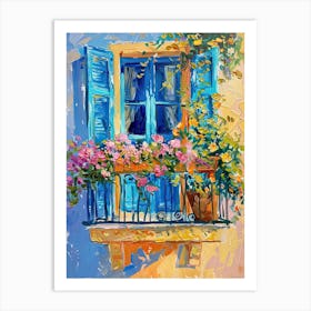 Balcony Painting In Athens 3 Art Print