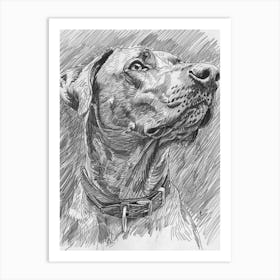 Dog Pencil Line Sketch 3 Art Print