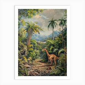 Dinosaur In The Jungle Painting 3 Art Print