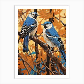 Art Nouveau Birds Poster Blue Jay 4 Art Print