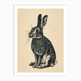 Harlequin Blockprint Rabbit Illustration 3 Art Print