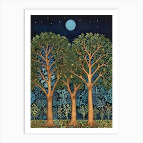 William Morris Three Trees At Night 1 Art Print