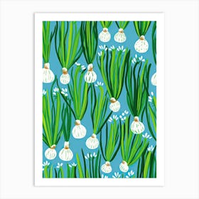 Green Onions Summer Illustration 5 Art Print