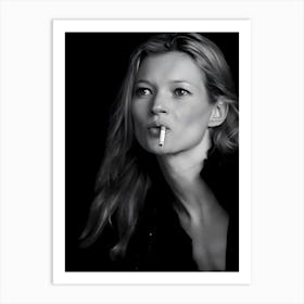 Kate Moss Smoking Vintage Portrait Art Print