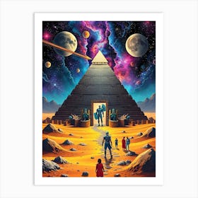 Phantasy Planet With Pyramid Art Print