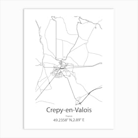 Crepy En Valois,France Minimalist Map Art Print