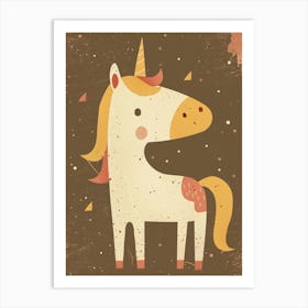 Muted Mustard Coral Mocha Unicorn Art Print