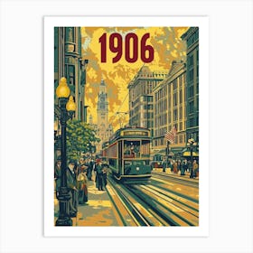 Aihrgdesign A Retro Travel Poster Of A Bustling 1906 City Str C38ef8fd 8a16 4fd5 9c5f 34a3a171eab3 2 Art Print