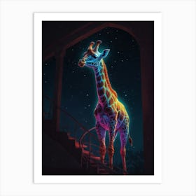 Neon Giraffe 3 Art Print